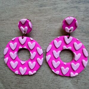 Handmade polymer clay hoop earrings new